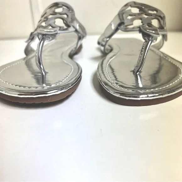 NEW Tory Burch MILLER METALLIC Silver SANDAL women’s size 39EU 8.5M Chic Resort - Picture 7 of 11